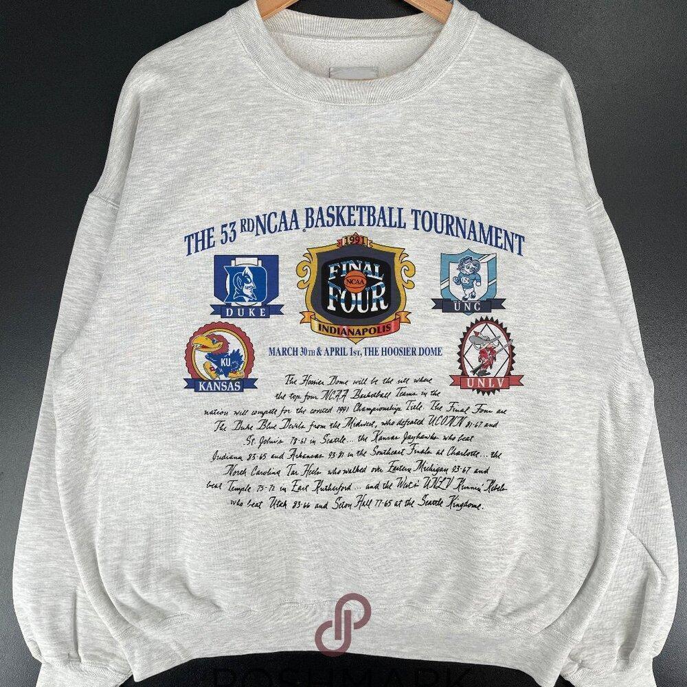 1991 Ncaa Basketball Final Four Duke Unc Unlv Co Shirt Sweatshirt Retro Vtg
